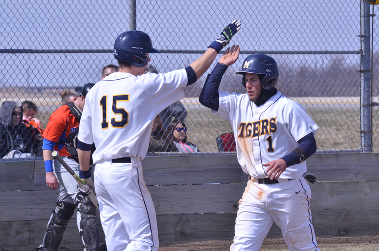 The MCC baseball team snapped a five-game losing streak with a pair of wins in the team's home opener on Sunday
