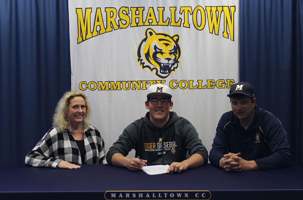 Cole Baker, joined by his mother and MCC head coach Rich Grife signed a National Letter of Intent to join the University of Northwestern Ohio baseball program next season