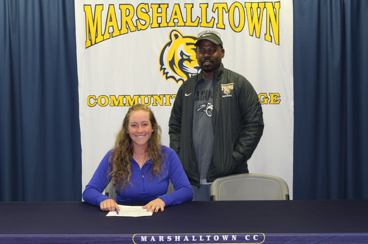 Tess Cheetham, pictured with MCC head coach Garland Shirley, has signed a National Letter of Intent with Ohio Valley