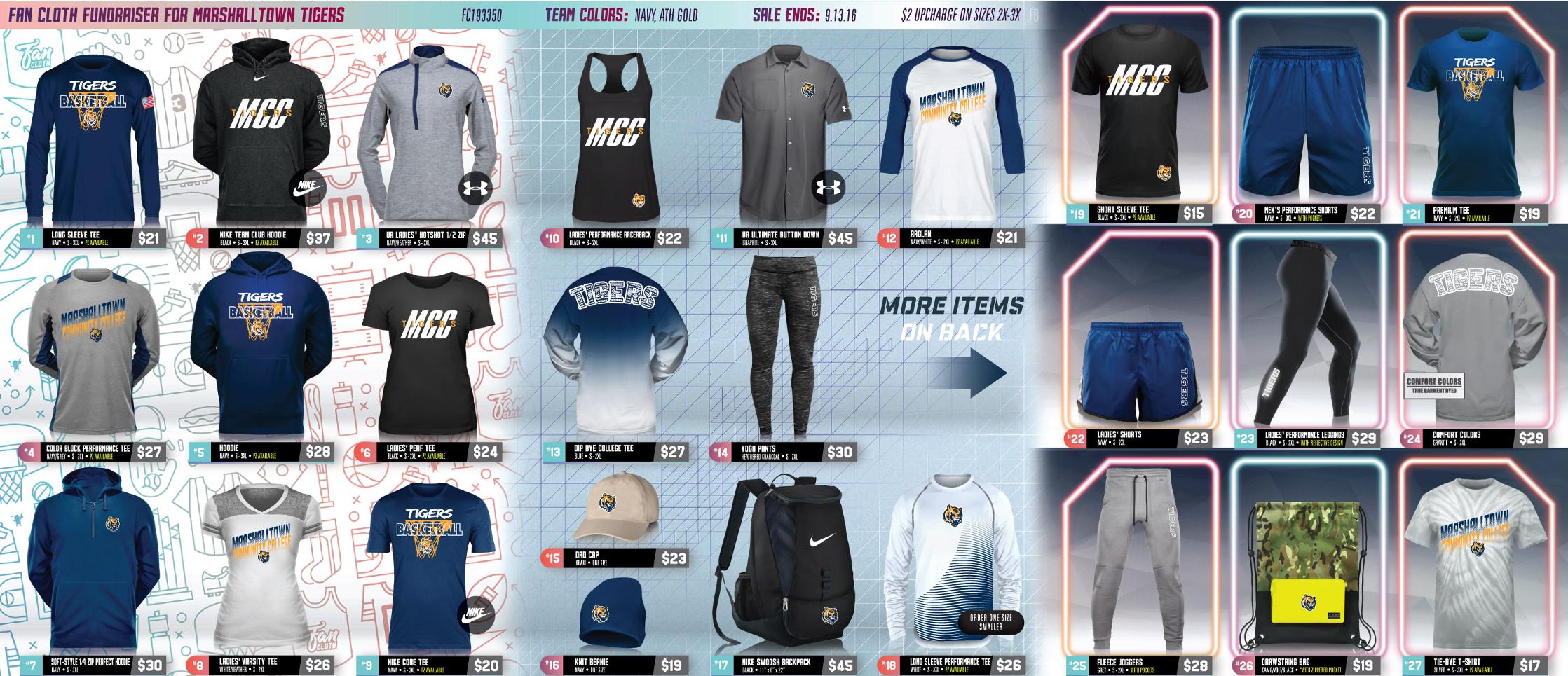 All apparel included in the image is available for sale
